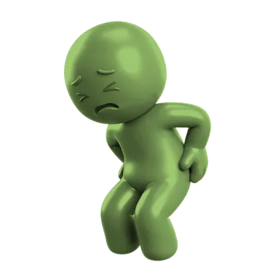 Character holding an aching back